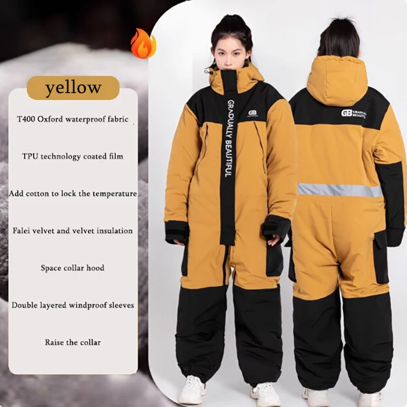 Winter Electric/Motorcycle Riding Cold Proof Clothing One-piece Warm Plush Riding Split Leg Riding Thick Windproof Clothing