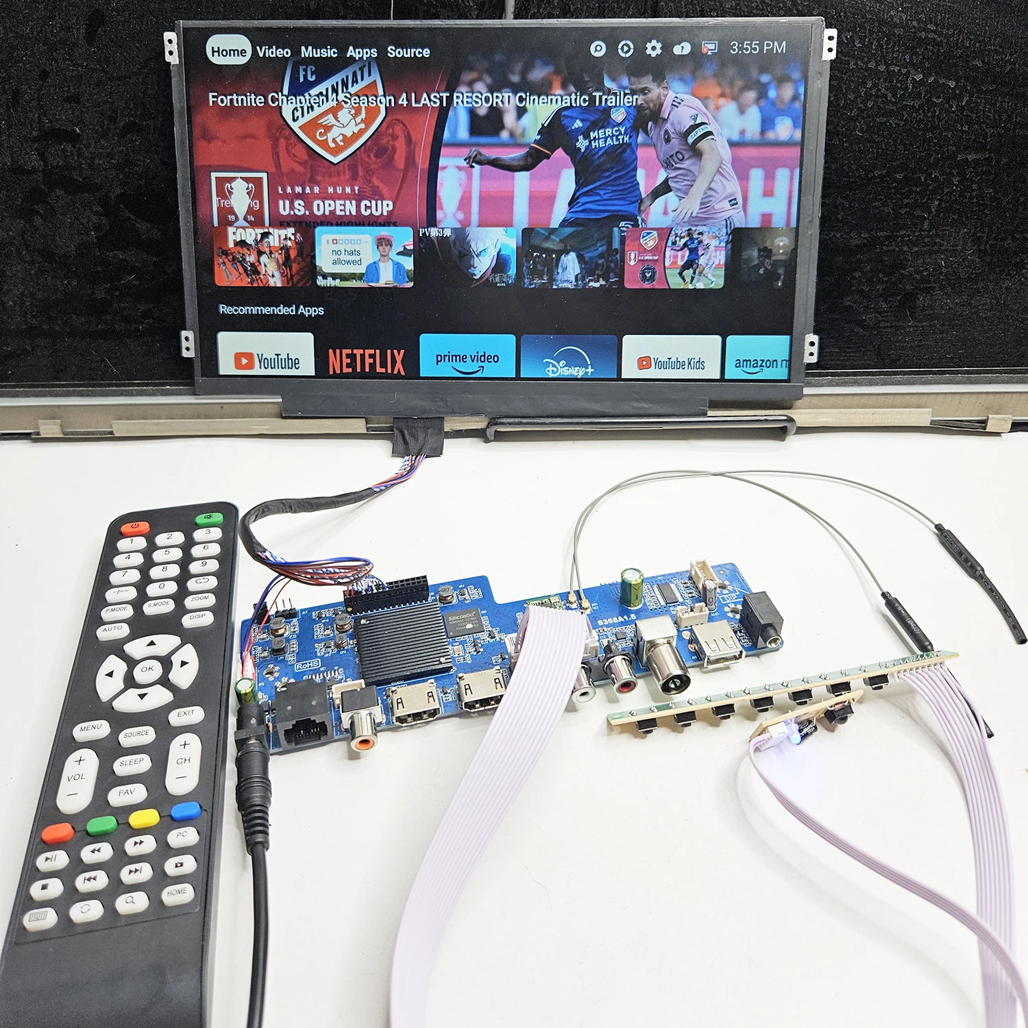 لوحة تحكم تلفزيون ذكية ذكية S368A1.5 أندرويد 9.0 4 كور 1G + 8G WIF + BT SPDIF HDMI AV TV USB للوحة SM 1366x768 LED