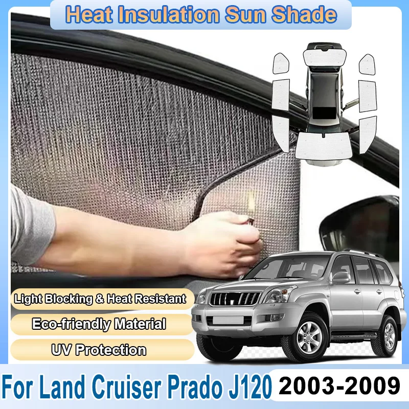 

For Toyota Land Cruiser Prado J120 2003~2009 Reflector Shade Visor UV Prevention Car Windows Curtains Stickers Car Accessories