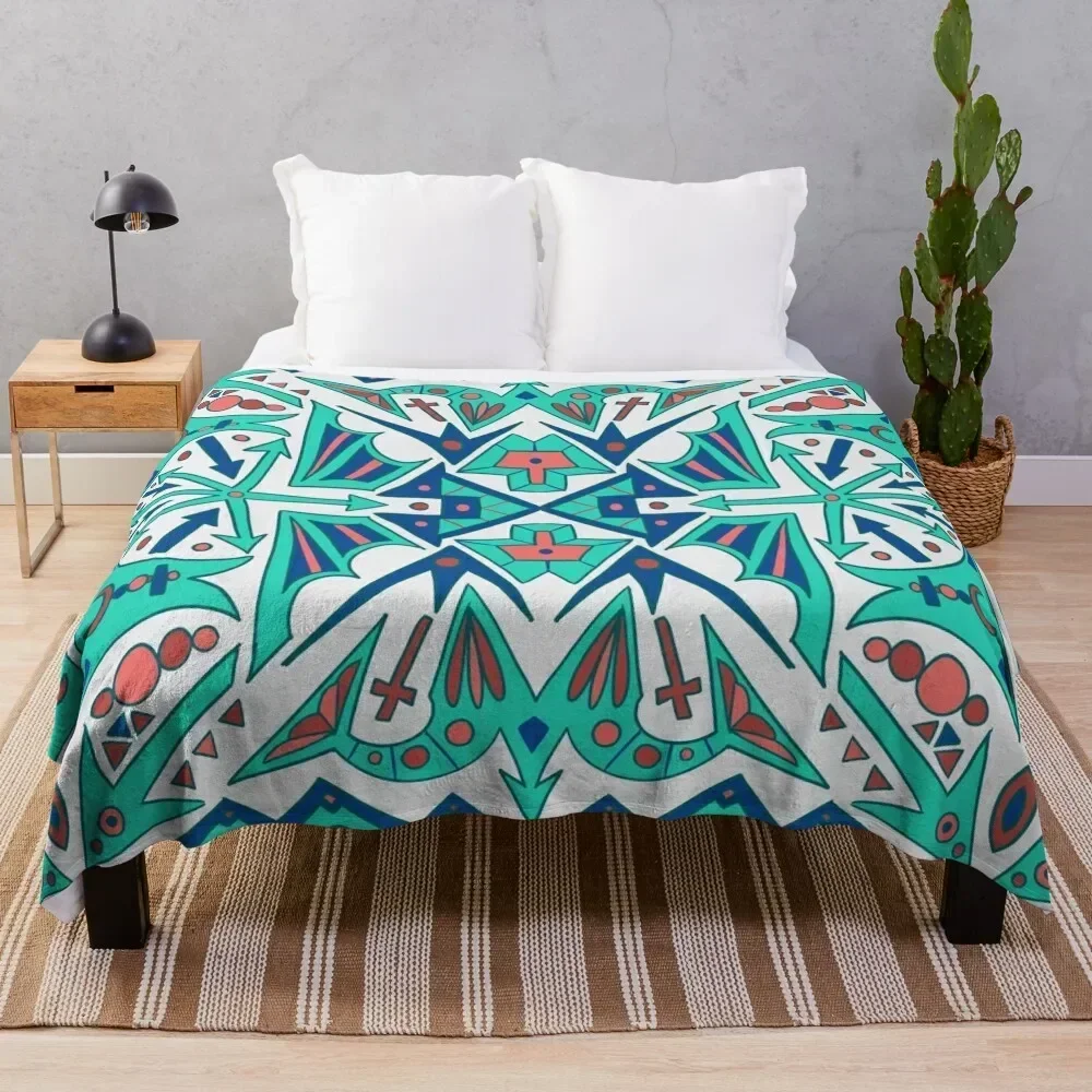 

Turkish Inspired Tile Design #14 Throw Blanket Soft Cozy Blanket for Pet Kids Adults