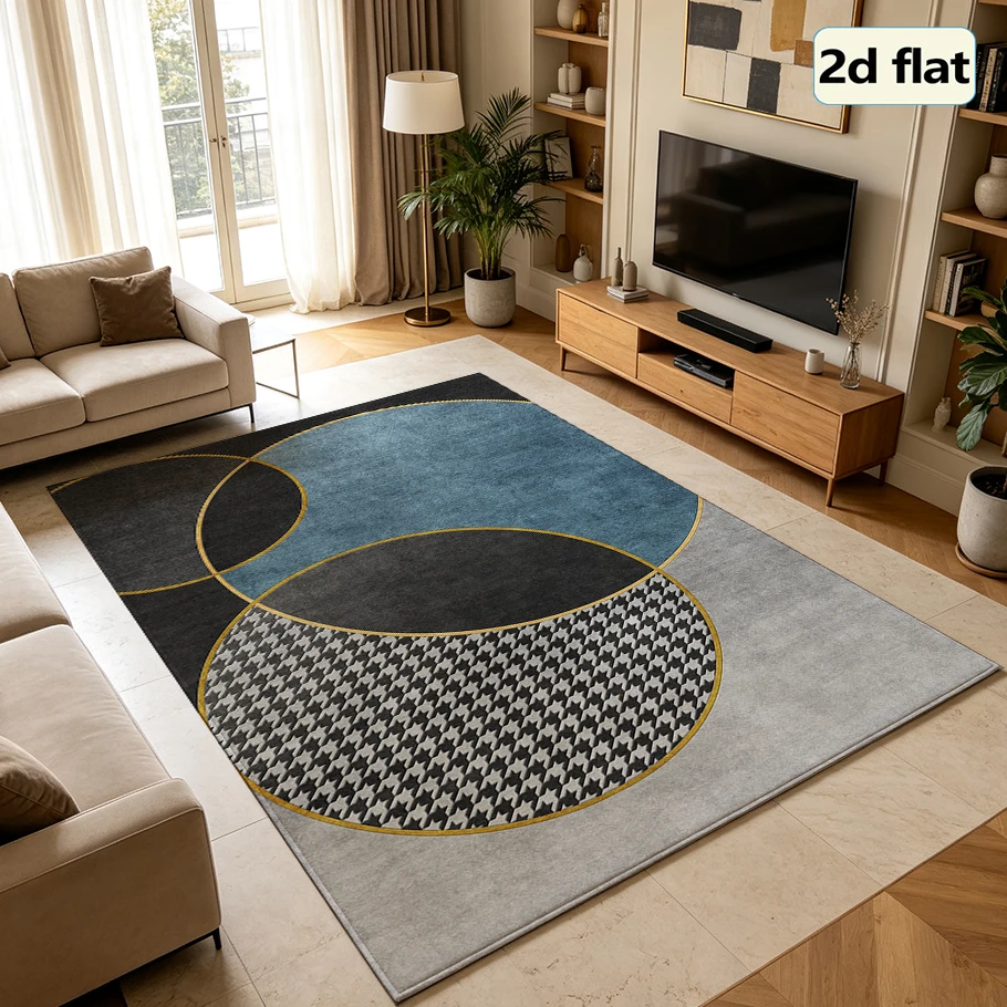 Luxury Modern Oval Houndstooth Area Rug