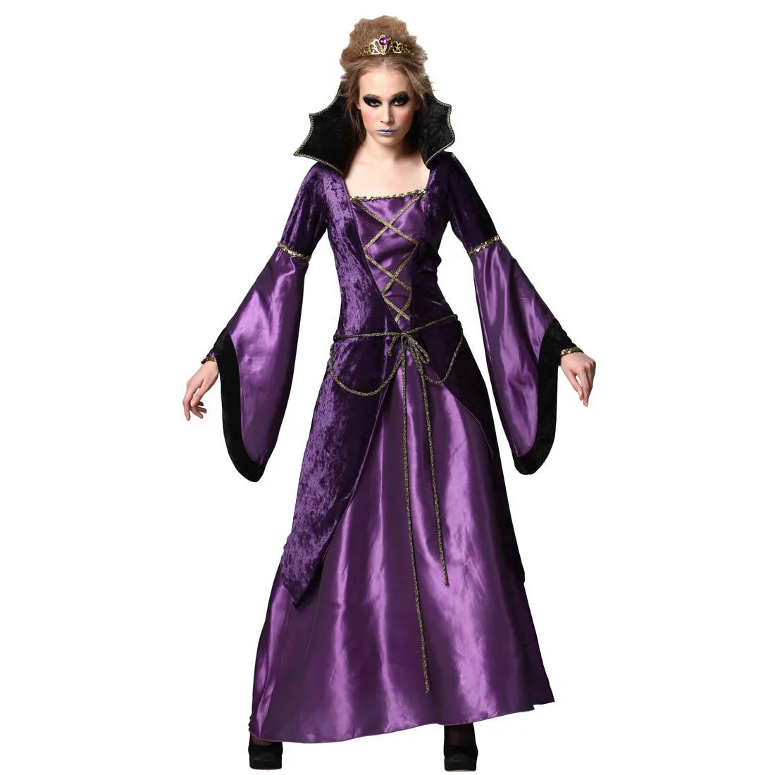 

Halloween Witch Costume Cosplay Gothic Adult Dark Purple Dress Female Vampire Female Demon Queen Suit Makeup Stage Performance