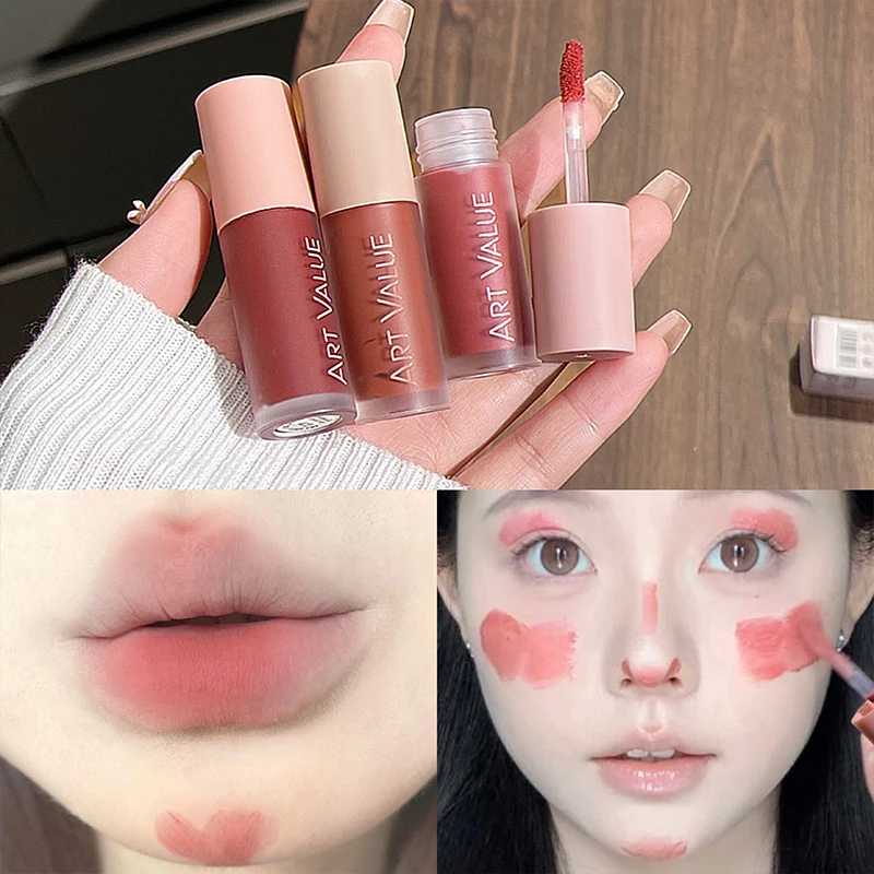 ART VALUE Bálsamo Labial y para Mejillas de Doble Uso en 4 Colores, Rubor de Larga Duración, Color Natural para las Mejillas, Maquillaje Multiusos, Crema de Rubor, Tinte Labial