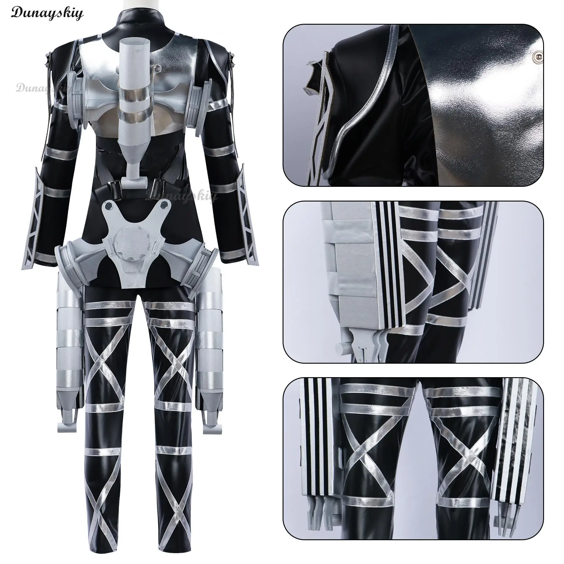 Anime AOT musim terakhir 4 seragam tim Eren Levi kostum Cosplay Harness Armor kostum Halloween