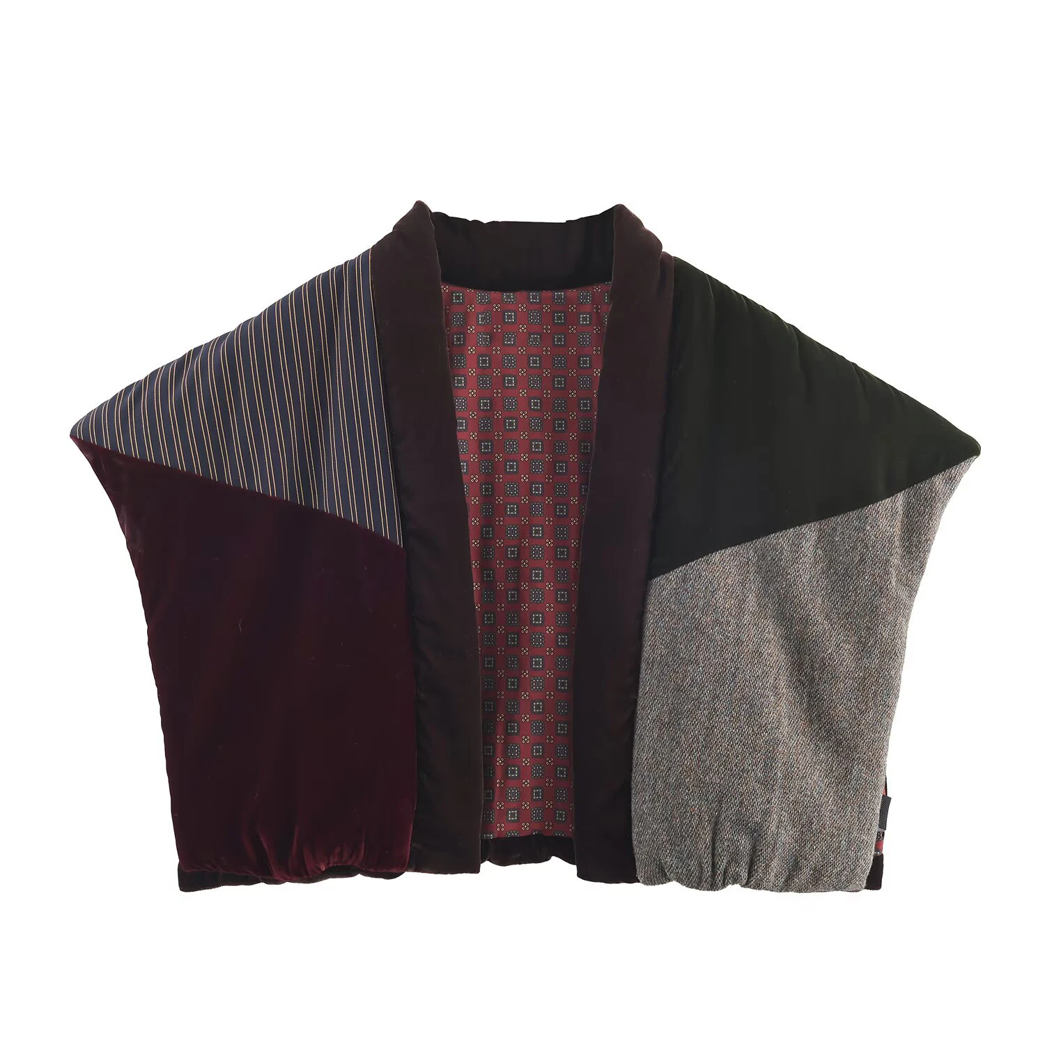 

Winter new women's clothing European and American style casual short style contrasting color splicing velvet cotton vest