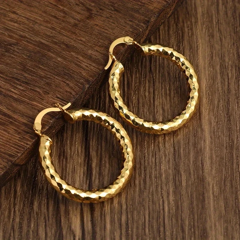 Delicate Earrings for Women Gold Color Cross Hoop Metal Inlaid Earrings Engagement Wedding Jewelry