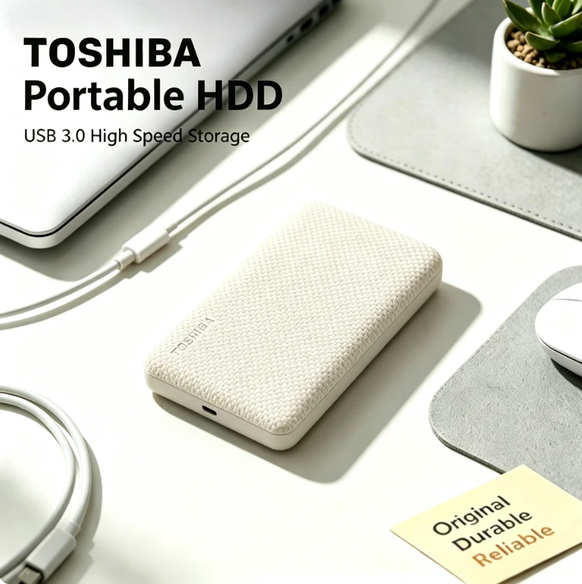 Original Toshiba V10 White Portable External Hard Drive USB3.0 Mobile HDD Storage Disk for Laptop Desktop PC File Data Backup