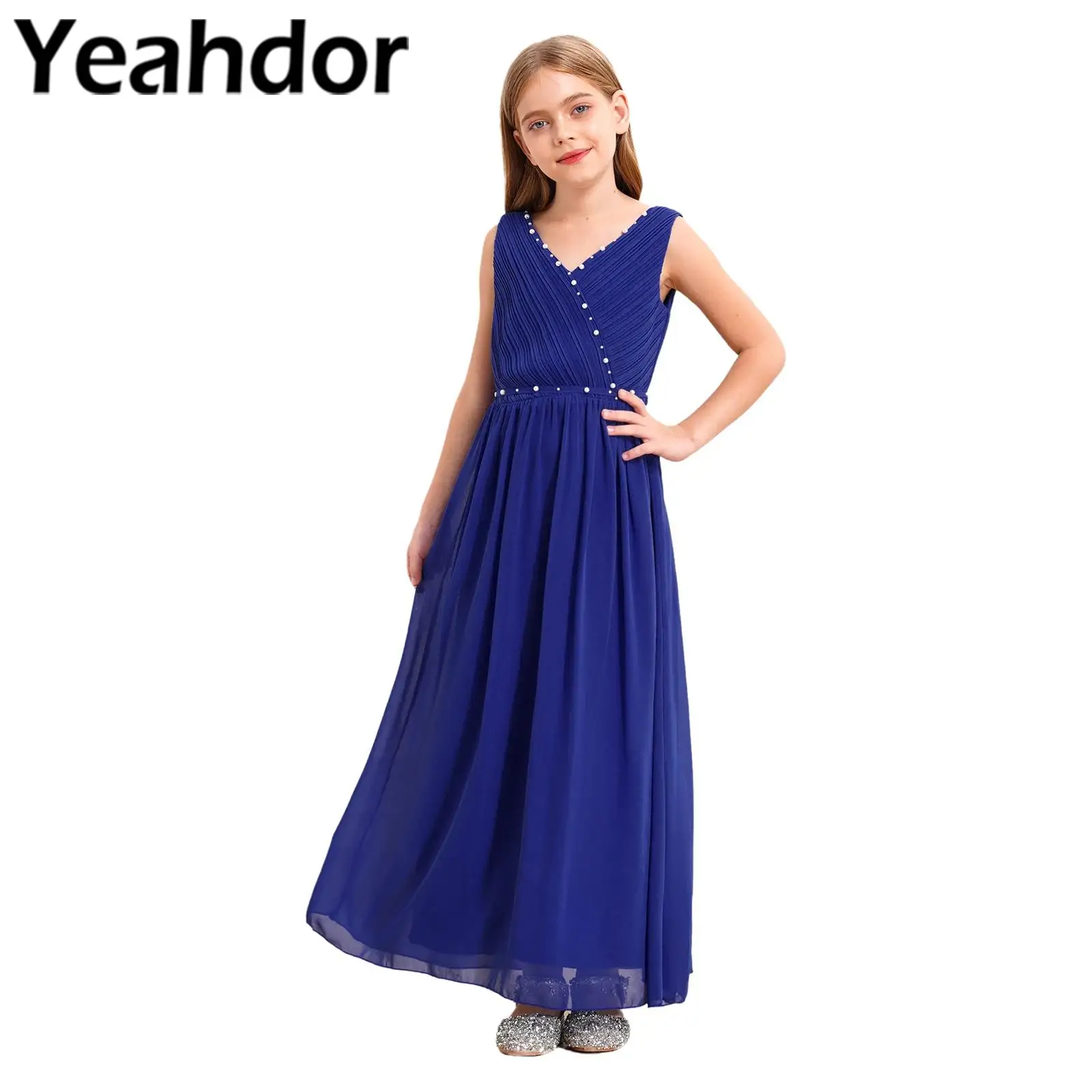 Elegant Dress for Girls Wedding Party Gown Kids Sleeveless Formal Costumes Robes for Holy Communion Birthday Party Dresses