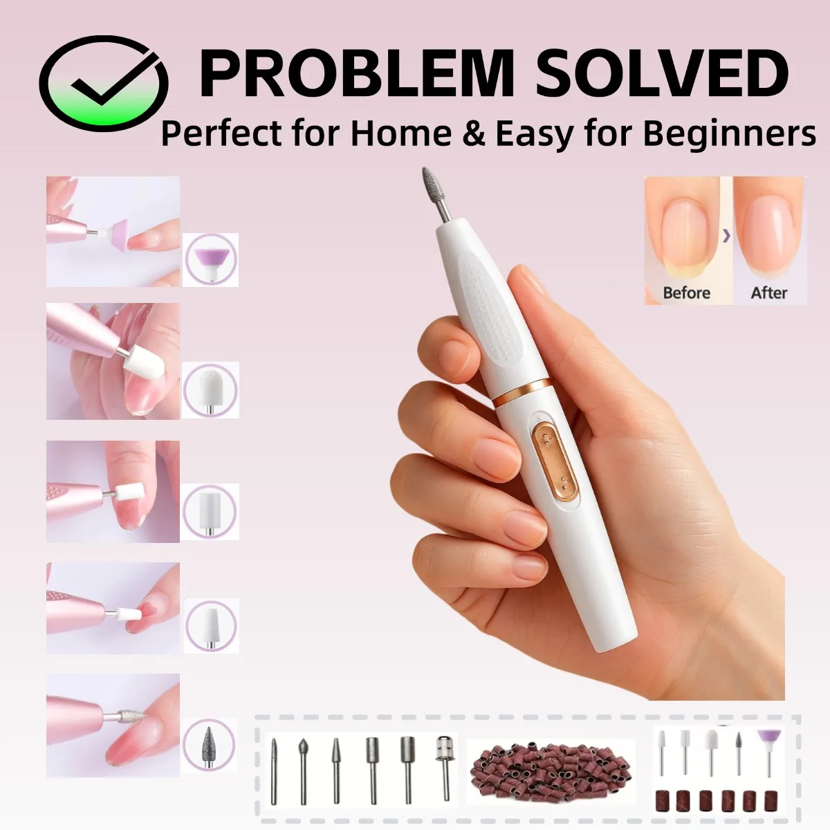 

Портативная электрическая дрель для ногтей, компактная электрическая пилочка для ногтей Efile, набор для акриловых гелевых ногтей, инструменты для полировки маникюра и педикюра