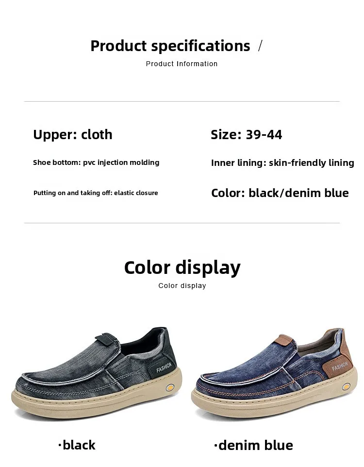Herren Vintage Denim Slip-On Casual Loafer, weiche, dicke Sohle, atmungsaktiv, leicht, rutschfest, bequem, flache Alltagsschuhe zum Gehen – Detail 5