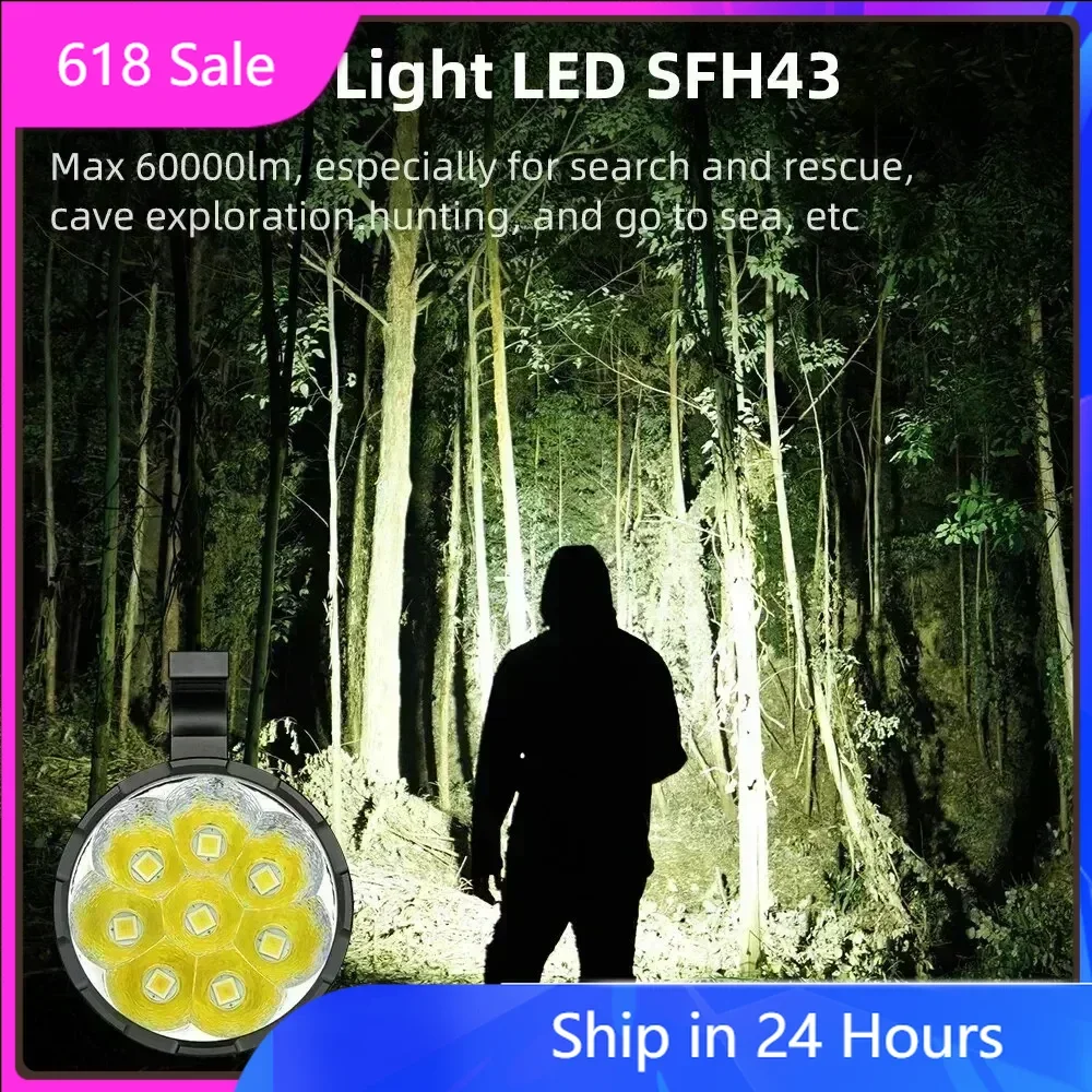 

Haikelite HK08 Мощный фонарик 60000LM Фонарь Диапазон 1340 м Type-C USB-зарядка 18650 Мощные светодиодные фонарики