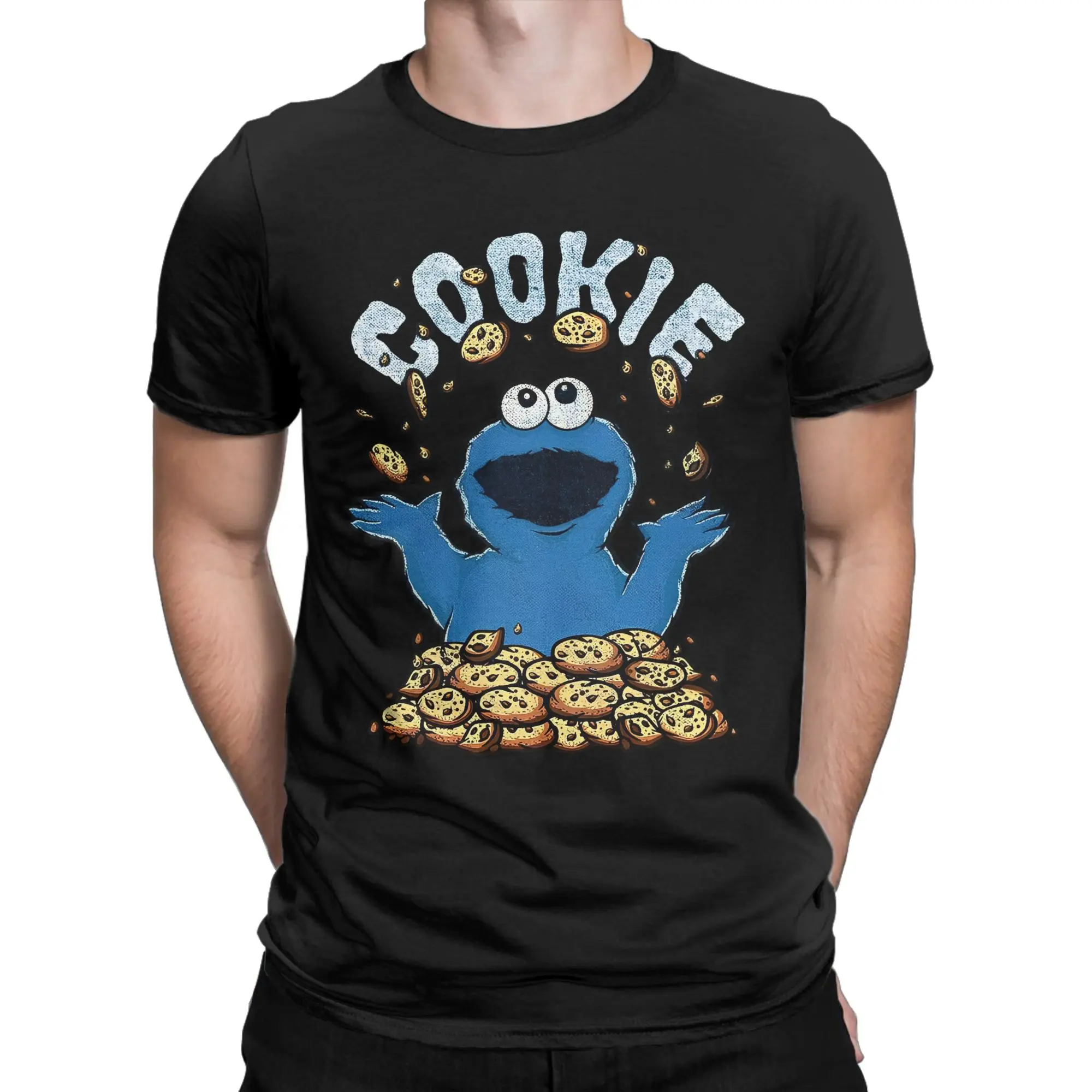 Cookie Monster Sesames Streets  T Shirt for Men Women Pure Cotton Vintage T-Shirts Round Neck  Tee Shirt Short Sleeve Tops