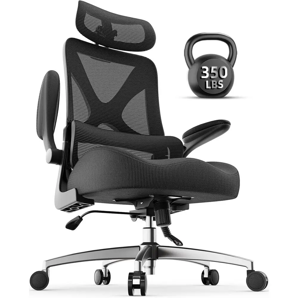 Ergonomic Oice Chair with rest, Lumbar Support, lip-Up Armrests, Thick Memory oam Seat - 350lbs acity, Adjustable Height or Big