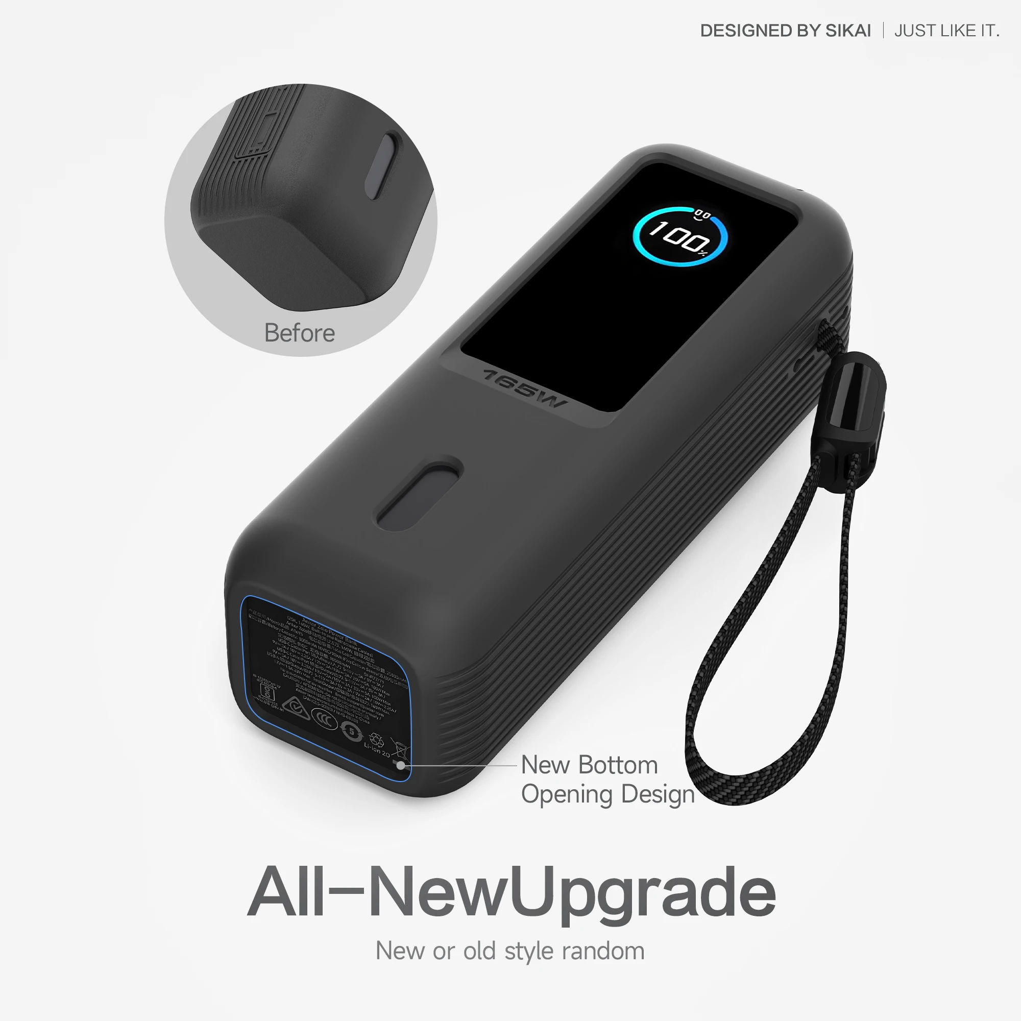 حافظة شاحن محمولة من السيليكون صديقة للبيئة من Sikai لهاتف Anker zolo 2in1 165W PowerBank غطاء مقاوم للصدمات متوافق مع Anker zolo