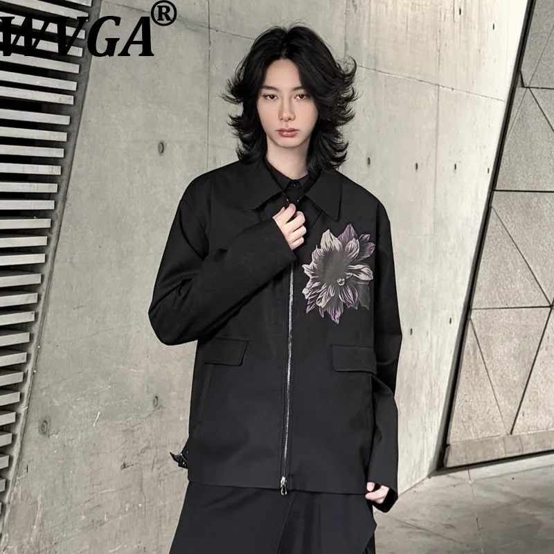 

Мужские модные куртки WVGA 2026: новинка весенней коллекции, трендовый дизайн в стиле Darkwear, с отложным воротником, нишевый дизайн, с цветочным принтом, длинные рукава, Ins W19395