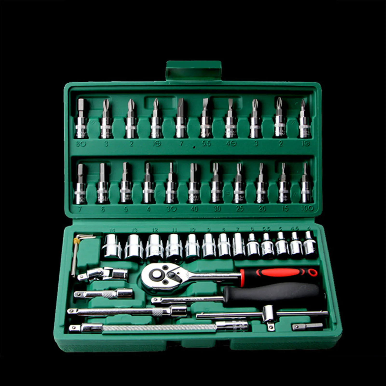 Imagem -04 - Conjunto de Chave Soquete Sistema Métrico Haste cr v Giratória Bits Chave Soquete Conector Conjunto para Casa Ferramenta Reparo Automóvel 46 Peças