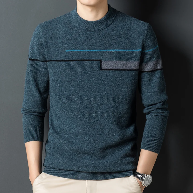 

sweater Cashmere men's Jacquard round neck thickened loose warm pullover casual knitted sweater