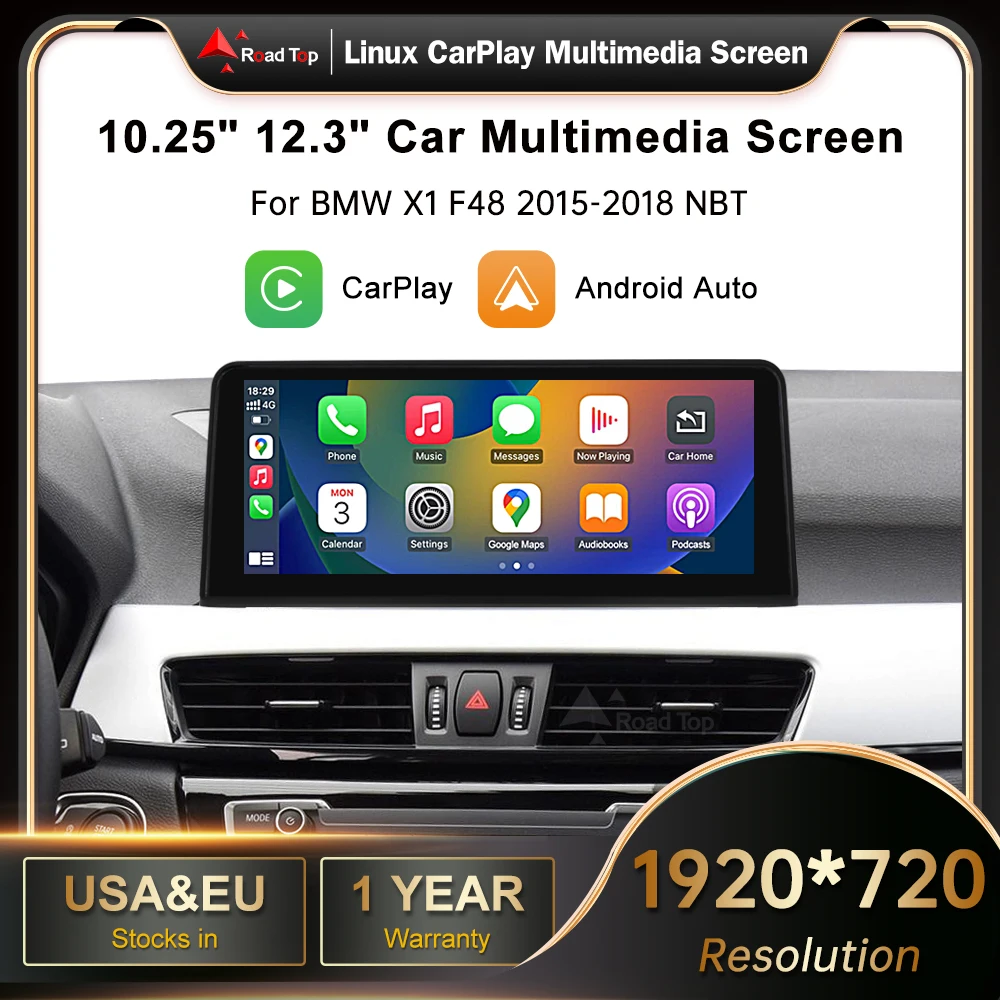 

10.25' 12.3' RT Wireless Apple Carplay Car Multimedia Touch Screen For BMW X1 F48 2015-2017 NBT iDrive Android Auto Head Unit