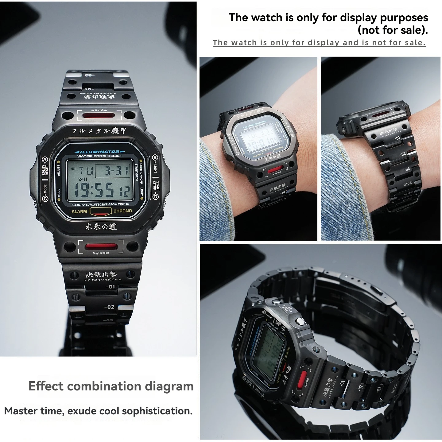 

DW5600 MechWarrior Case+Strap for Casio G-SHOCK GW-B5600 GMW-5610 GWX-5600 DW-5600 Mecha Style Stainless Steel Watch Bezel Strap