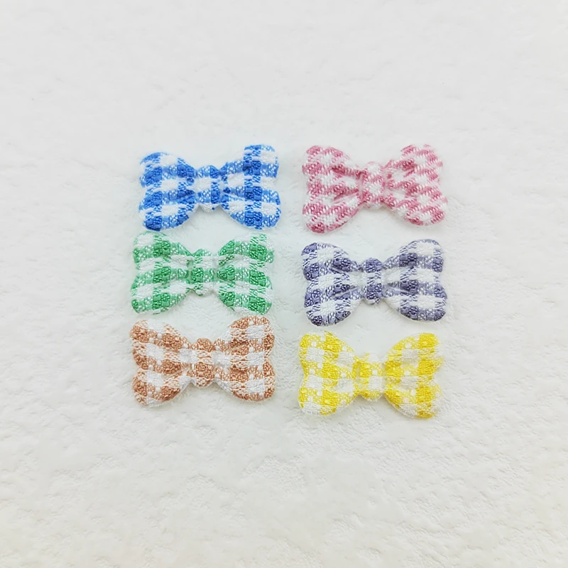 100 Stück Gingham-Schleifen-Applikations-Patches, 2 x 1,2 cm, gepolstert, für DIY-Kleidung, Hüte, Bastelarbeiten, Nähzubehör, Haarspangen, Schleifendekoration – Detail 8