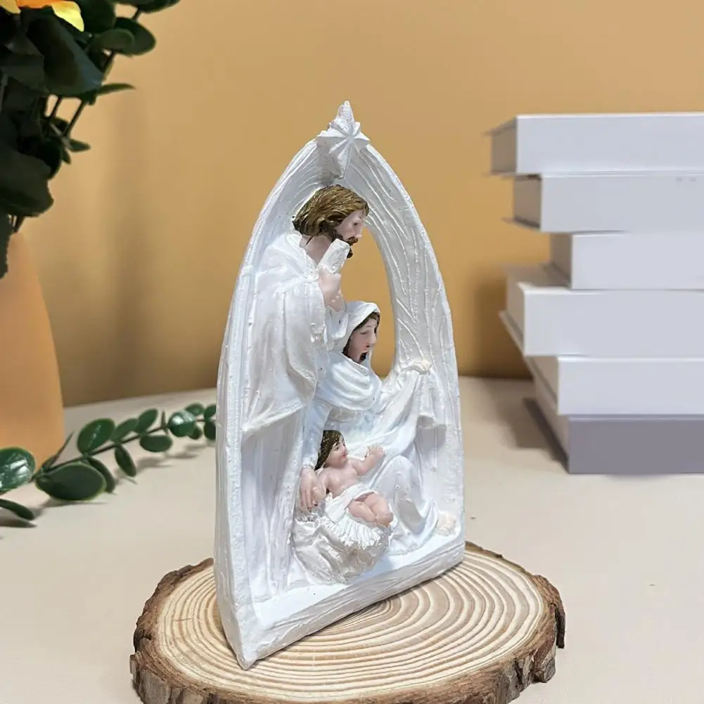 Holy Family Resin Figurine Nativity Advent Statue Joseph Virgin Mary Birth of Jesus Sculpture Home Office Desktop Decoration Orn