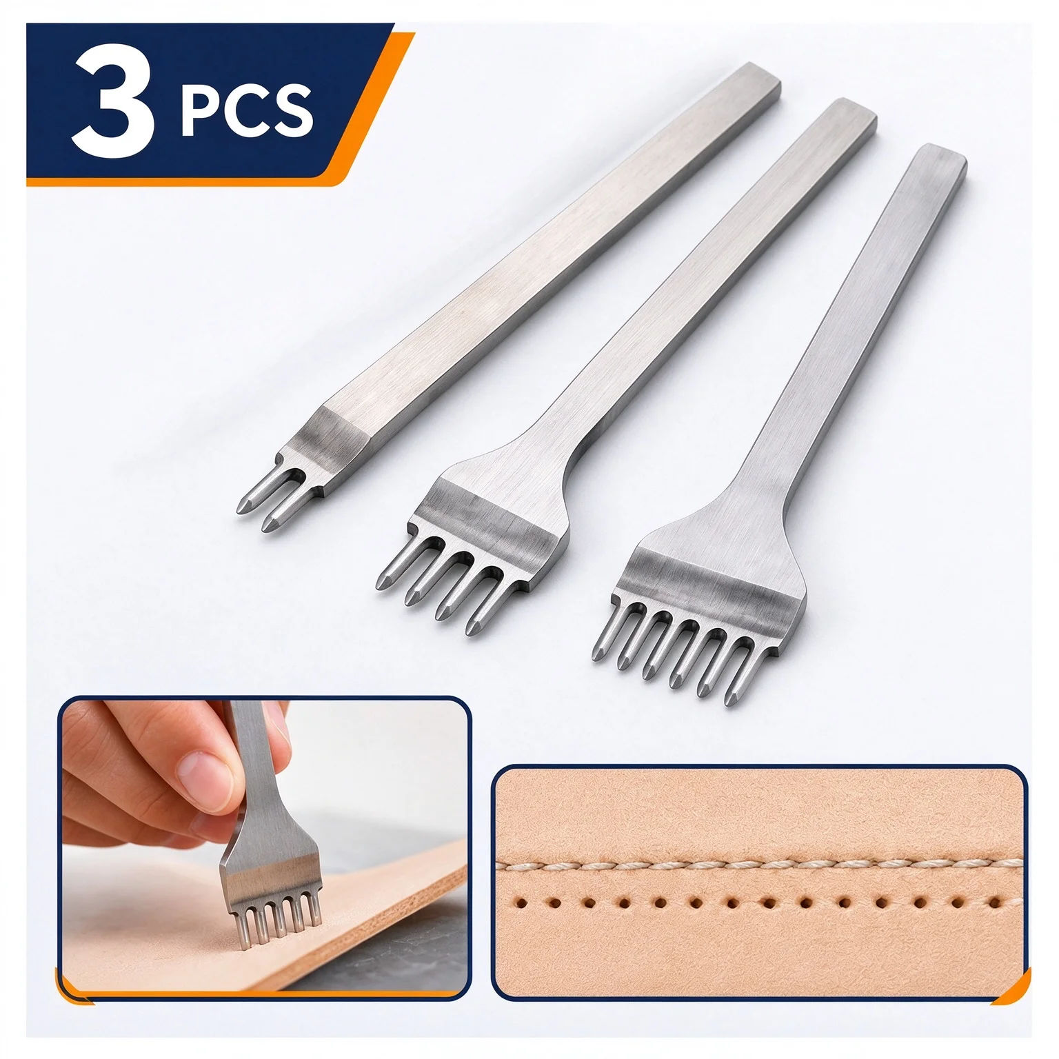 3-4pcs New Leather Craft Tool Punches 1/2/4/6 Prong Lacing Stitching Punch 3mm/4mm/5mm/6mm Hole