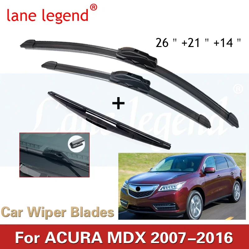 

For ACURA MDX 2007-2016 Car Front Rear Wiper Blades Soft Rubber Windscreen Wipers Auto Windshield 26"21"14" 2012 2013 2014 2015