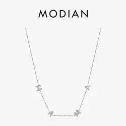 MODIAN 925 Sterling Silver Letters MAMA Adjustable CZ Necklaces Classic Link Chain For Women Mom Fine Jewelry Mother Day's Gift