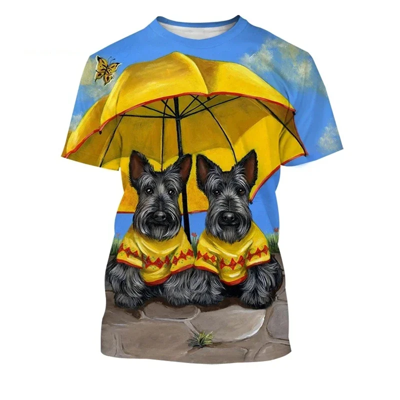 New Scottish Terrier 3D Printed T-shirt Cool Casual T-shirt Unisex Cute Short Sleeved Kids Sports T-shirt Summer Fashion Top 6XL