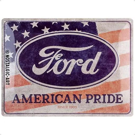 Nostalgic-Art Retro Tin Sign, Ford – US Flag – Gift idea for car accessories fans, Metal Plaque, Vintage design for wall decorat