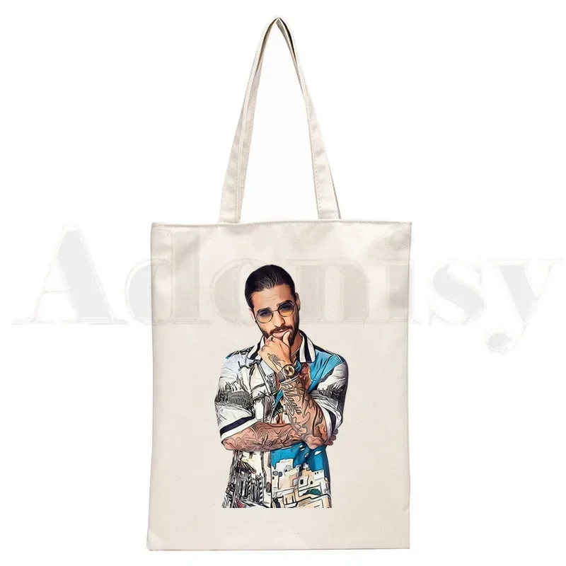 Maluma Hawai Print Canvas Schouder Draagtas Voor Vrouwen Reggaeton Singer Handtassen Eco Herbruikbare Boodschappentas Mode Ulzzang Tassen