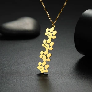 Sipuris Dog Paw Custom Grave Name Necklace para Homens e Mulheres, Aço Inoxidável, Hip Hop Pet Pendant, Joias para Pet Lovers 10 principais vendas diabolik lovers colar - №10