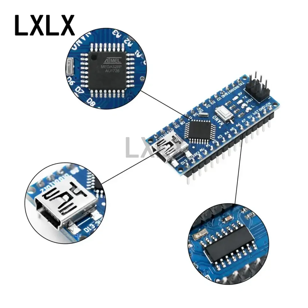 1pcs Nano V3.0 ATMEGA328P Mini/Type C Compatibel met Bootloader USB Driver voor Arduino CH340 met USB kabel Uitbreidingskaart