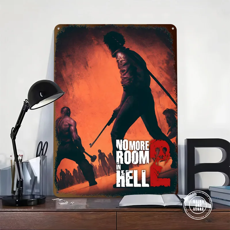 No More Room in Hell 2 Poster Retro 3D Printed Metal Signs Customized Wall Hanging Gift for Mancave Decoration At Home Art Mural