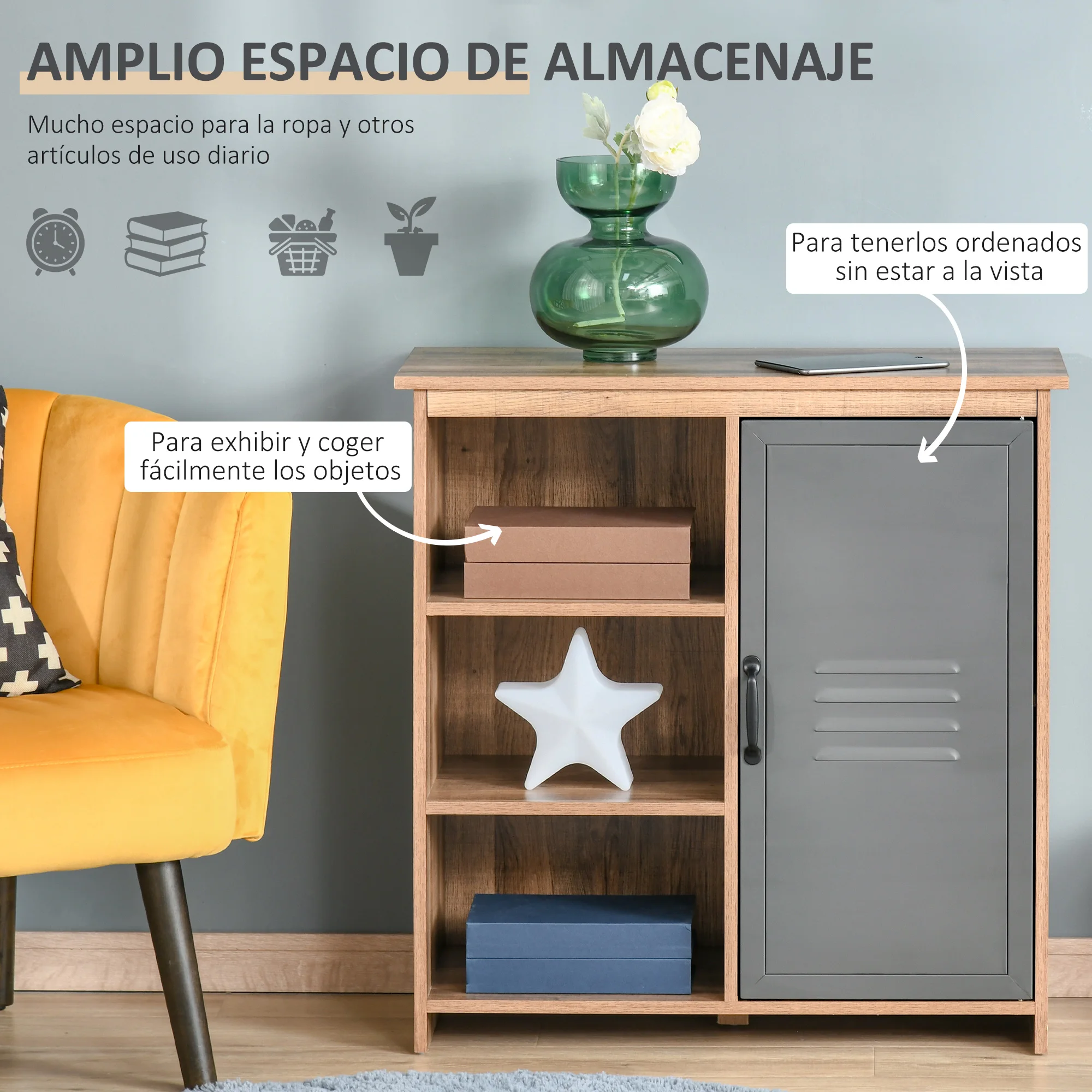 Homcom Verstelbare Plank Metalen Deur Met 3 Open Planken