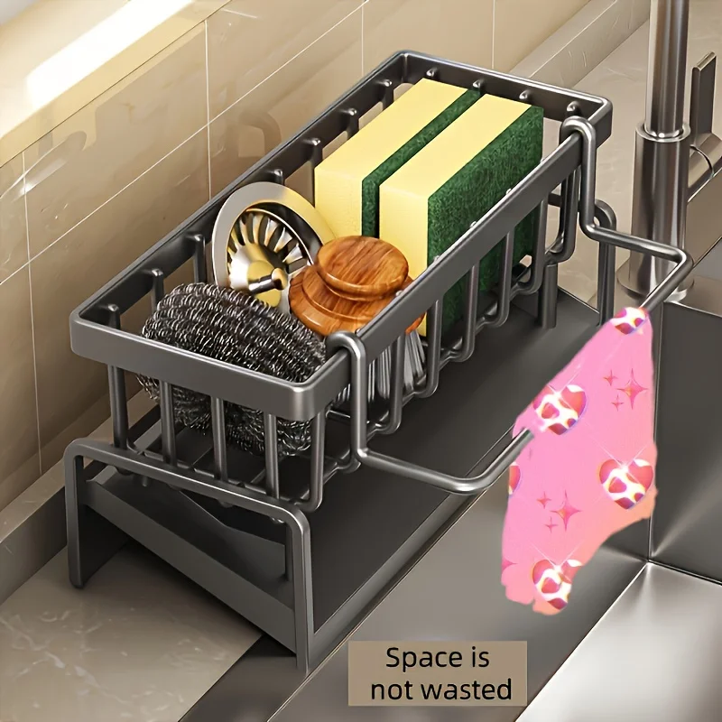 The Space Saving Sink Drainage Rack Adopts A Non Porous Design Which Is Easy To Install and Can Efficiently Organize The Kitchen