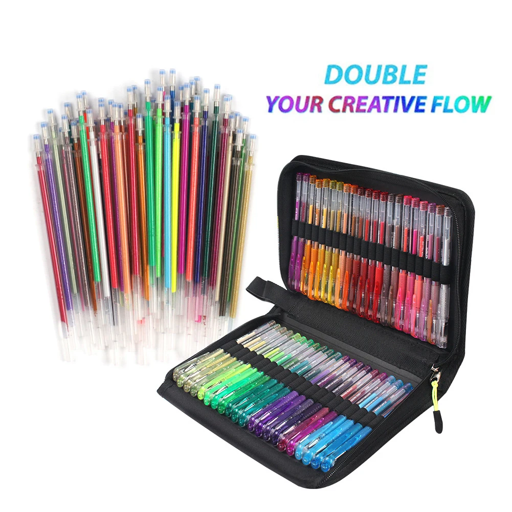 Juego de rotuladores de Gel para colorear, Set de 60 bolígrafos de Gel de piezas y 60 recargas para libros de colores, rotuladores de Gel para dibujar y escribir