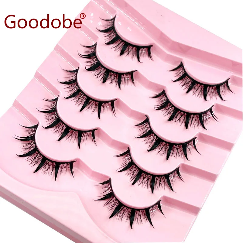 5 stks Hot-selling natte Thaise make-up dikke krachtige valse wimpers, lichte en dikke komische wimpers, gemengde race make-up wimpers