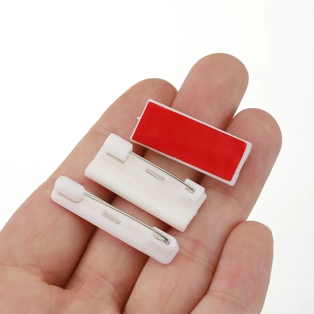 50Pcs Hard Plastic Plastic Brooch Pin White Multi Length Sizes Name Tag Clasp Self Adhesive Back Ornament Buckle Handcraft