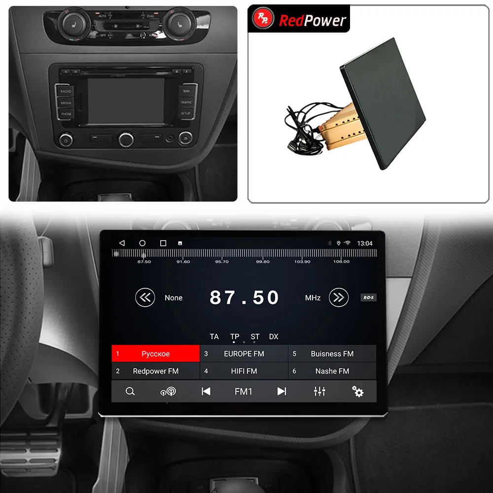 12.95 inch car radio redpower HiFi for Seat Leon 2 2005 - 2012 Android 10.0 DVD player audio video DSP CarPlay 2 Din