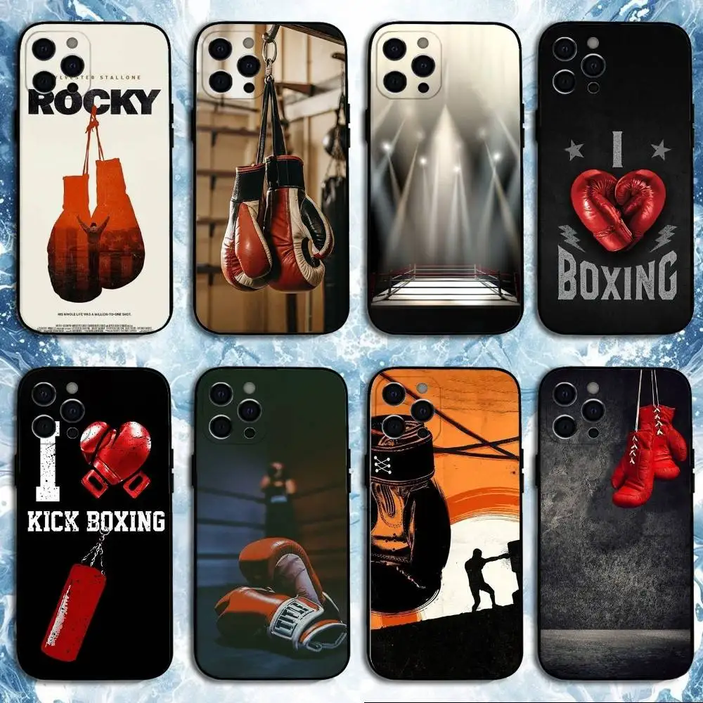 

Cool Boxing Sport Phone Case For iPhone 16,15,14,13,12,11 Plus,Pro Max, Soft Silicone Black Cover