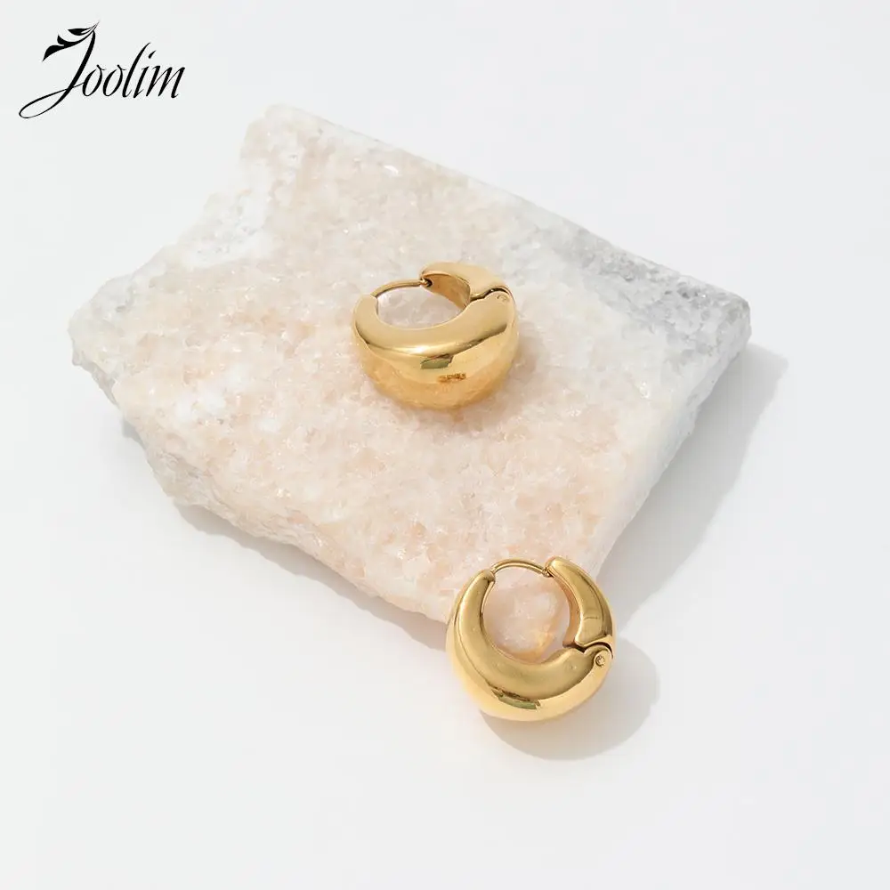 Joolim-pendientes de acero inoxidable para mujer, joyería de gama alta, PVD, venta al por mayor, resistente al agua y sin deslustre, gota de agua minimalista, Huggie