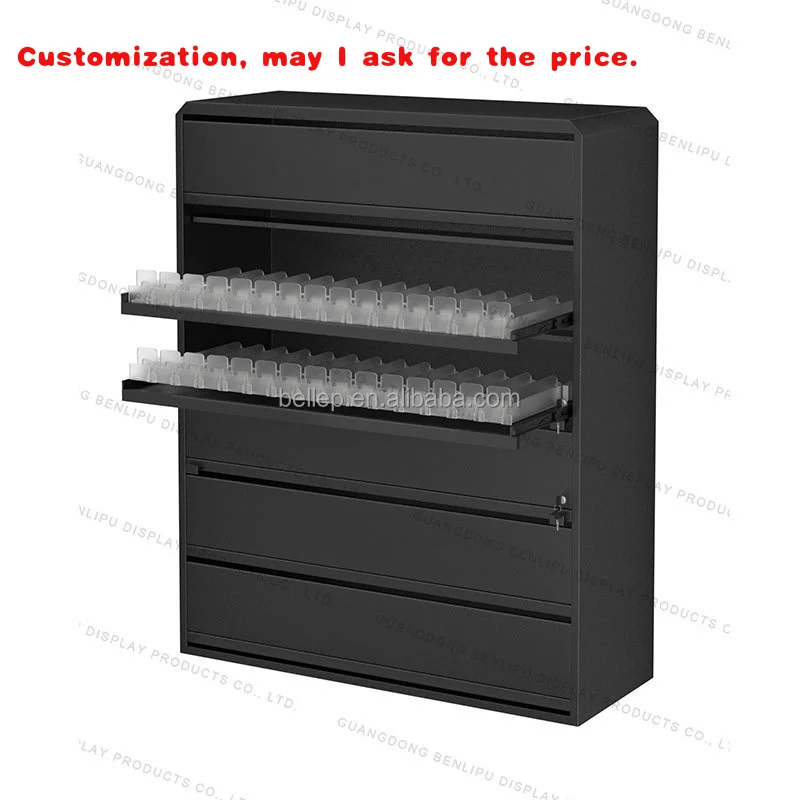 custom.Australian Market Lockable 6 Shelves Metal Cabinet Display With Acrylic Pusher