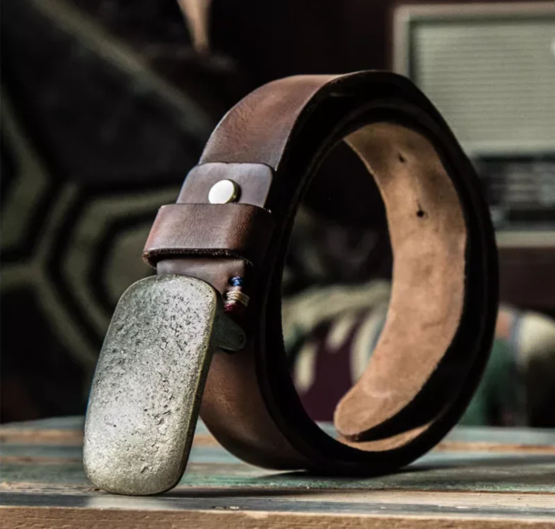 

Мужской ремень из натуральной кожи в стиле ретро ручной работы с верхним слоем из воловьей кожи