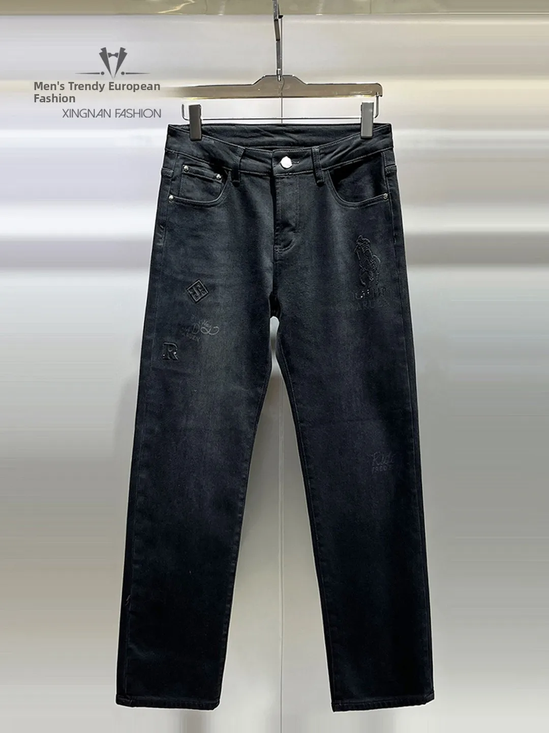 

Winter Thiened Fce Lined Straight Leg Jeans Men's Casual Loose Fit Comfortable Warm Breathable Stretch Denim Pants