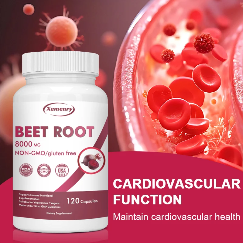 

Beetroot Capsules - Balances Blood Pressure, Improves Immunity,Production Blood Circulation, Support Heart & Cardiovascular