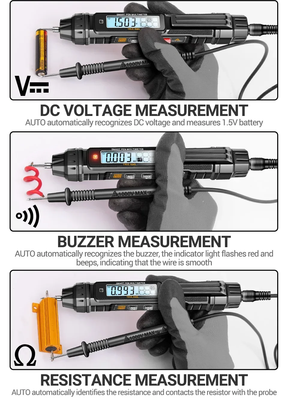 A3005+B20 Digitales Multimeter Professioneller Isolierter Spannungsprüfer Berührungsloser AC/DC-Spannungstester Doppelkopf-Schraubendreher – Detail 11