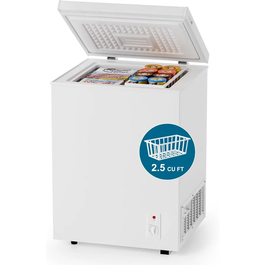 

Нагрудная морозильная камера объемом 2,5 куб. фута со съемной корзиной. Маленькая морозильная камера с глубоким морозильной камерой. 6 настроек температуры. Энергоэффективный дизайн.