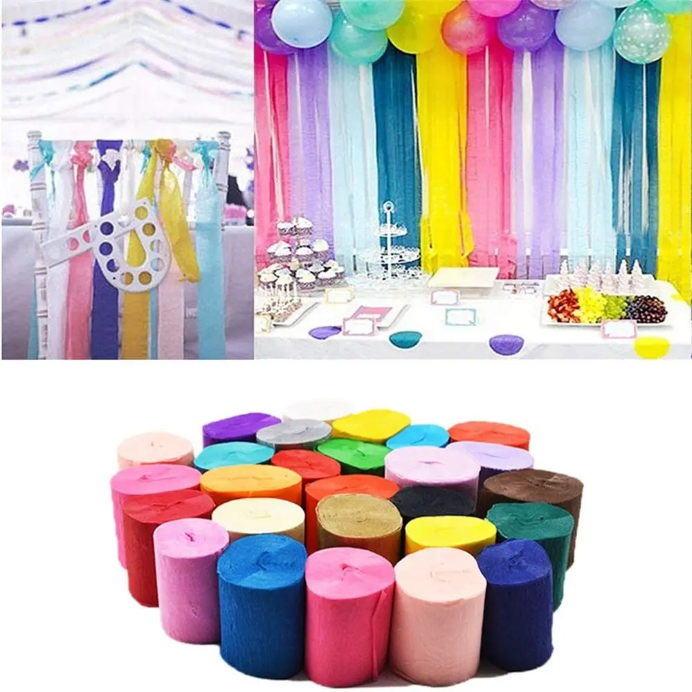 DIY Scrapbooking Handmade Children Birthday Party Decoration Craft Crinkled Papers Crepe Paper Streamer Roll