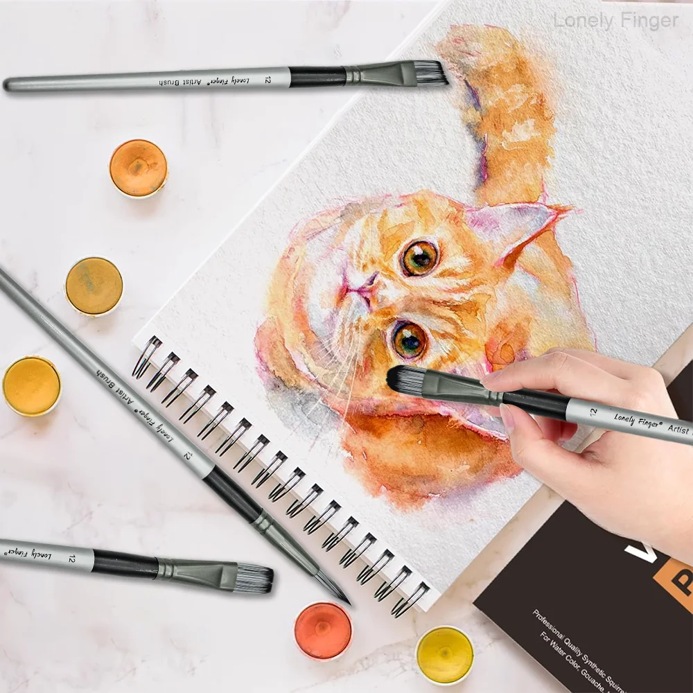 6/30pcs Paint Brush Set, Acrylic Paint Brushes, Professional Artist Series with Round,Flat, Angular,Filbert for Oil, Acrylic Can